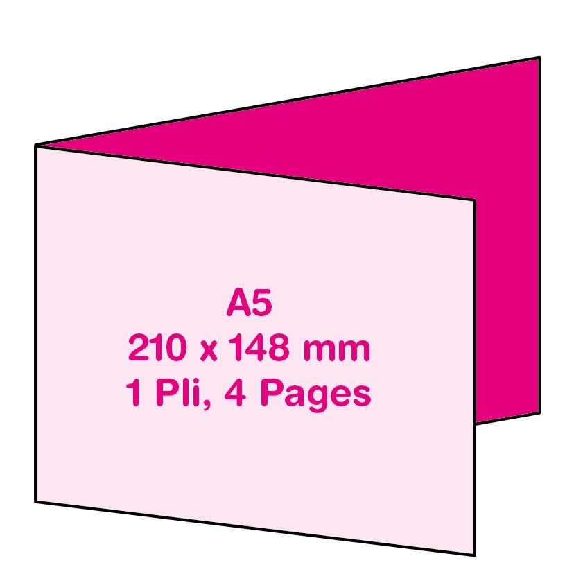 Format Paysage A5 (21 x 14.8 cm), 1 Pli