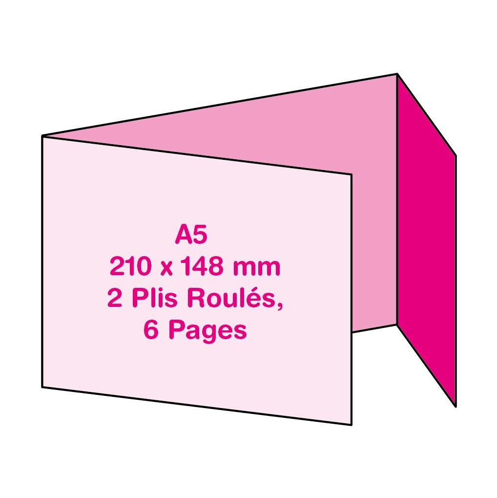 Format Paysage A5 (21 x 14.8 cm), 2 Plis Roulés