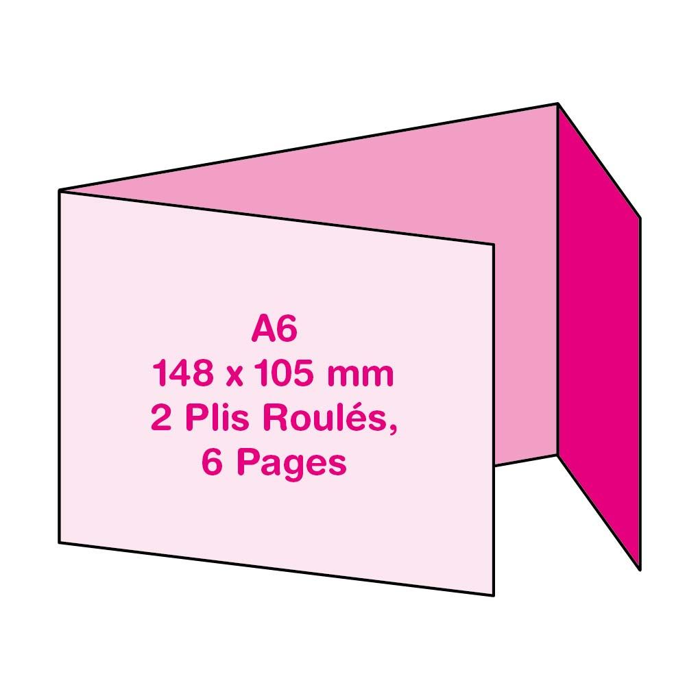 Format Paysage A6 (14.8 x 10.5 cm), 2 Plis Roulés