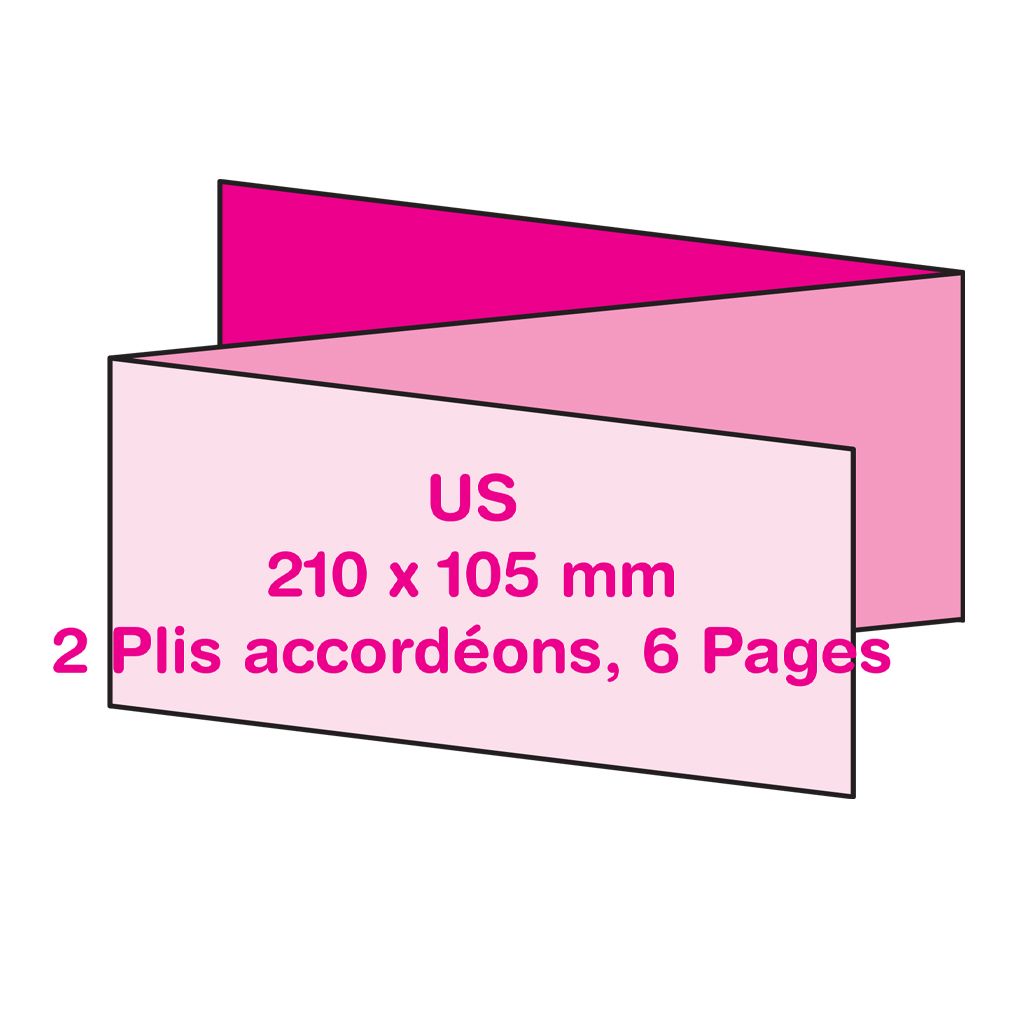 Format Paysage US (21 x 10.5 cm), 2 Plis Accordéon