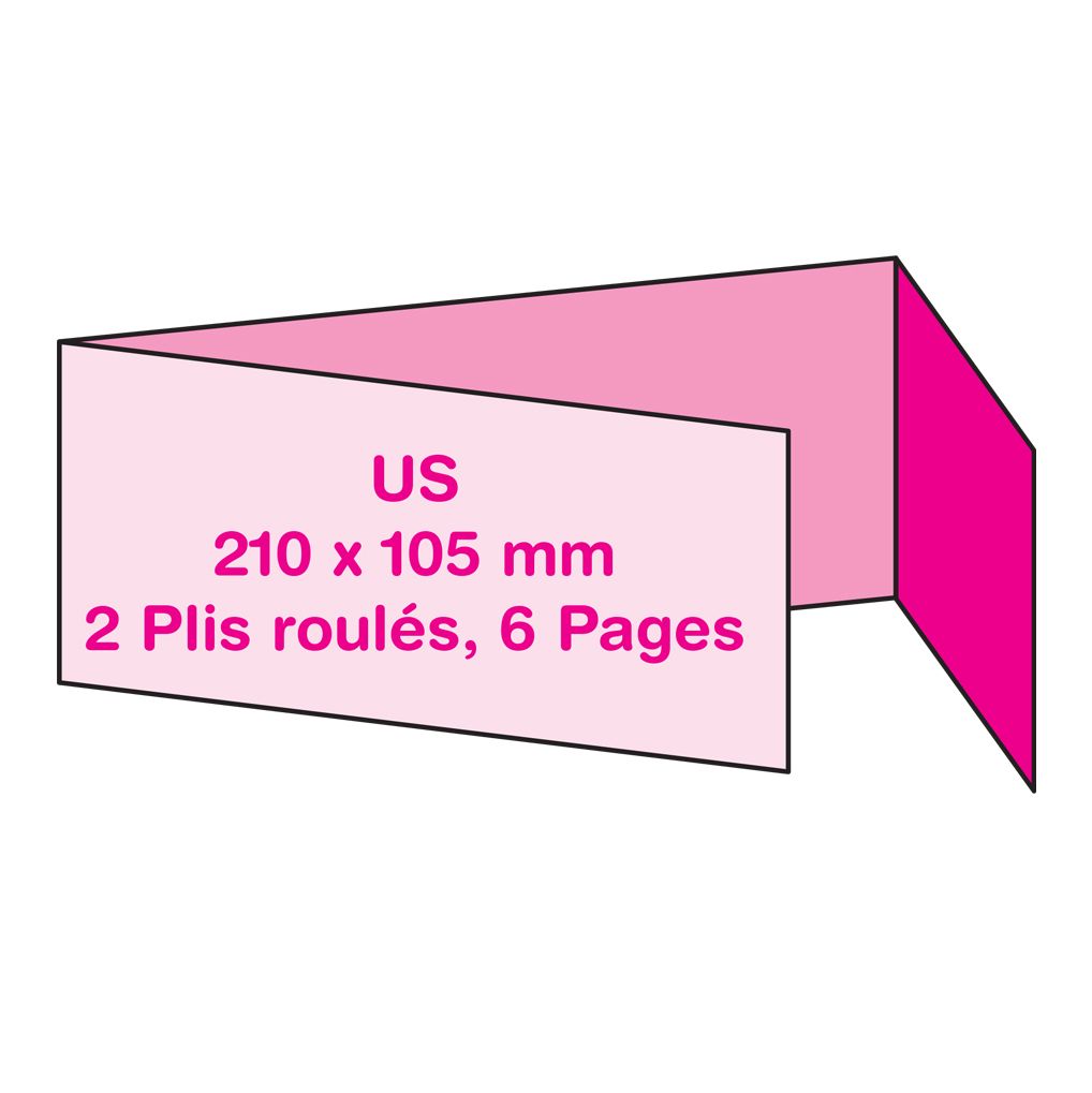 Format Paysage US (21 x 10.5 cm), 2 Plis Roulés