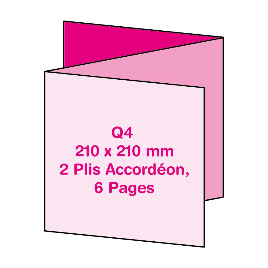 Format Q4 (21 x 21 cm), 2 Plis Accordéon