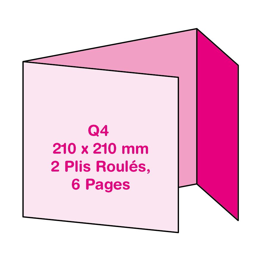 Format Q4 (21 x 21 cm), 2 Plis Roulés