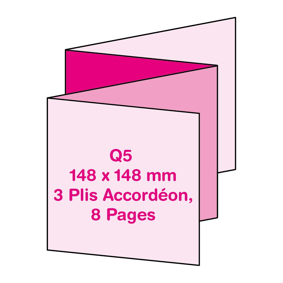 Format Q5 (14.8 x 14.8 cm), 3 Plis Accordéon