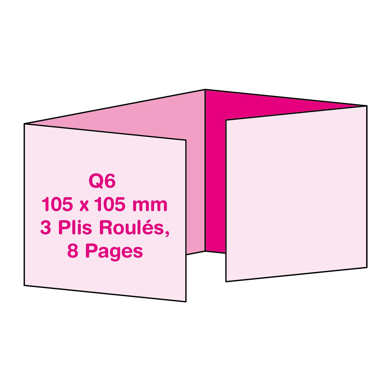 Format Q6 (10.5 x 10.5 cm), 3 Plis Roulés