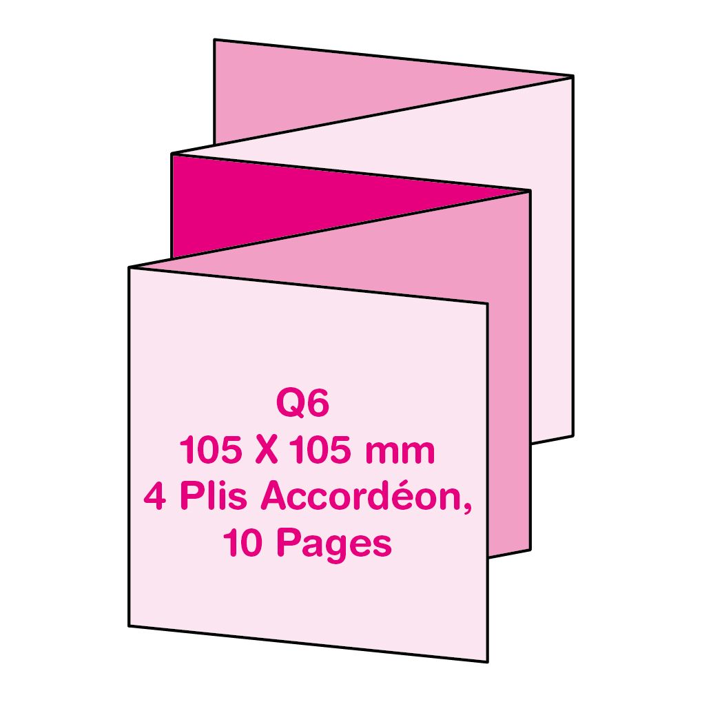 Format Q6 (10.5 x 10.5 cm), 4 Plis Accordéon